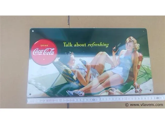 Coca cola origineel reclamebord metaal - afbeelding 1 van  3