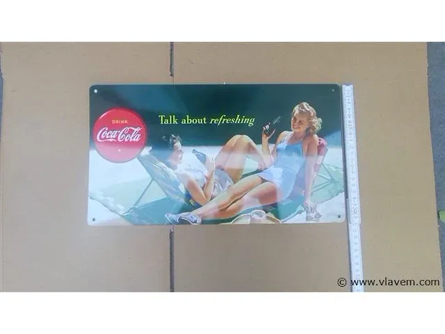 Coca cola origineel reclamebord metaal - afbeelding 2 van  3