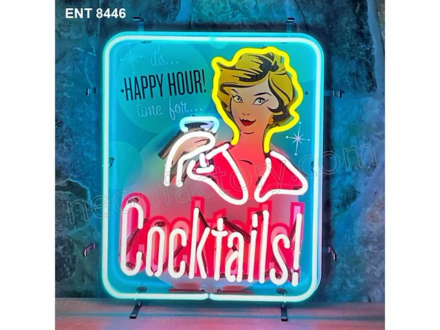 Cocktails - happy hour - neonverlichting - afbeelding 1 van  1