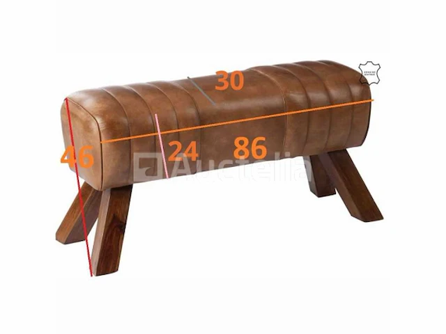 Cognac lederen halterbank, nieuw verpakt - afbeelding 2 van  2