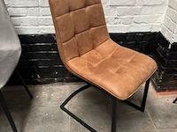 Cognac microfiber stoel met slede poot - afbeelding 1 van  1