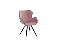 Colenis - anabella eetkamerstoel - set van 4 - roze - velvet - industrieel - met armleuning - afbeelding 1 van  6