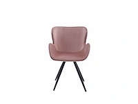 Colenis - anabella eetkamerstoel - set van 4 - roze - velvet - industrieel - met armleuning - afbeelding 2 van  6