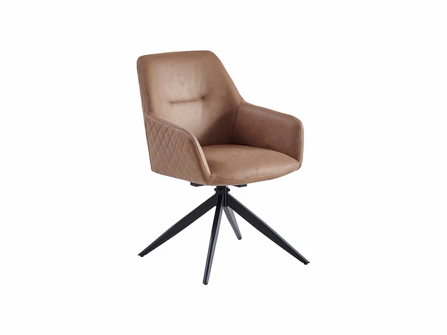 Colenis - barbara eetkamerstoel - set van 4 - cognac - microfiber - microvezel - industrieel - draaibaar - 180° - met return memory functie - afbeelding 1 van  3