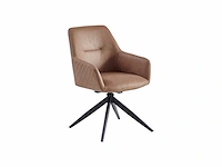 Colenis - barbara eetkamerstoel - set van 4 - cognac - microfiber - microvezel - industrieel - draaibaar - 180° - met return memory functie - afbeelding 1 van  3