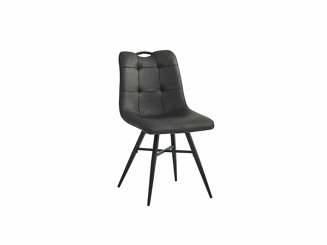 Colenis - bloq eetkamerstoel - set van 4 - antraciet - microfiber stof - industrieel - comfortabele stoel voor eetkamer of keuken - afbeelding 1 van  4