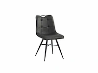 Colenis - bloq eetkamerstoel - set van 4 - antraciet - microfiber stof - industrieel - comfortabele stoel voor eetkamer of keuken - afbeelding 1 van  4