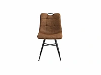 Colenis - bloq eetkamerstoel - set van 4 - cognac - microfiber stof - industrieel - comfortabele stoel voor eetkamer of keuken - afbeelding 2 van  4