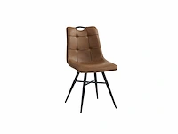 Colenis - bloq eetkamerstoel - set van 6 - cognac - pu stof - industrieel - comfortabele stoel voor eetkamer of keuken - afbeelding 1 van  2