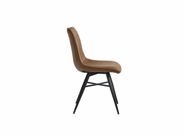 Colenis - bloq eetkamerstoel - set van 6 - cognac - pu stof - industrieel - comfortabele stoel voor eetkamer of keuken - afbeelding 2 van  2