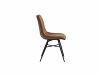 Colenis - bloq eetkamerstoel - set van 6 - cognac - pu stof - industrieel - comfortabele stoel voor eetkamer of keuken - afbeelding 2 van  2