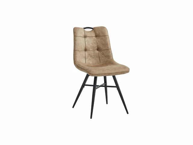 Colenis - bloq eetkamerstoel - set van 6 - sand - microfiber stof - industrieel - comfortabele stoel voor eetkamer of keuken - afbeelding 1 van  3