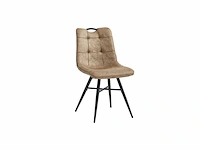 Colenis - bloq eetkamerstoel - set van 6 - sand - microfiber stof - industrieel - comfortabele stoel voor eetkamer of keuken - afbeelding 1 van  3