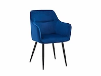 Colenis - city eetkamerstoel - set van 4 - blauw - fluweel - velvet - industrieel - stoel - design - armleuningen - afbeelding 1 van  5