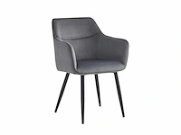 Colenis - city eetkamerstoel - set van 4 - grijs - velvet - industrieel - stoel - design - armleuningen - afbeelding 1 van  5