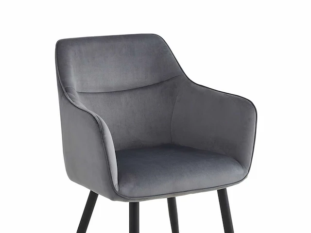 Colenis - city eetkamerstoel - set van 4 - grijs - velvet - industrieel - stoel - design - armleuningen - afbeelding 5 van  5
