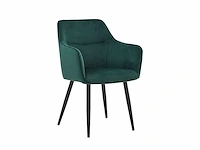 Colenis - city eetkamerstoel - set van 4 - groen - fluweel - velvet - industrieel - stoel - design - armleuningen - afbeelding 1 van  4