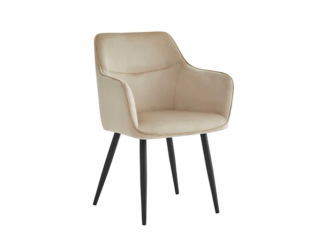 Colenis - city eetkamerstoel - set van 6 - beige - velvet - industrieel - stoel - design - armleuningen - afbeelding 1 van  5