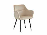 Colenis - city eetkamerstoel - set van 6 - beige - velvet - industrieel - stoel - design - armleuningen - afbeelding 1 van  5