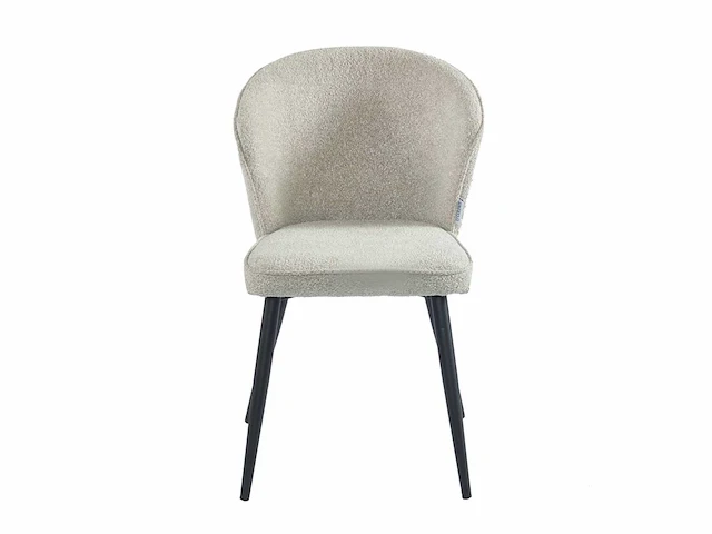 Colenis - curve eetkamerstoel - set van 4 - beige - boucle stof - zwarte poten - afbeelding 1 van  4
