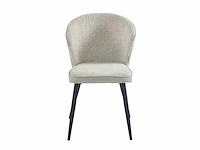 Colenis - curve eetkamerstoel - set van 4 - beige - boucle stof - zwarte poten - afbeelding 1 van  4