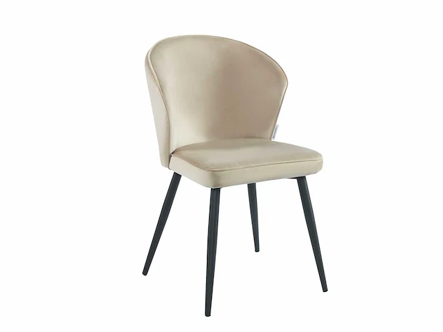 Colenis - curve eetkamerstoel - set van 4 - beige - velvet - zwarte poten - afbeelding 2 van  4