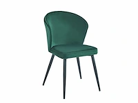 Colenis - curve eetkamerstoel - set van 4 - groen - velvet - zwarte poten - afbeelding 1 van  3