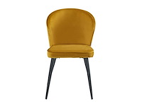 Colenis - curve eetkamerstoel - set van 4 - okergeel - velvet - zwarte poten - afbeelding 2 van  4