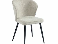 Colenis - curve eetkamerstoel - set van 6 - beige - boucle stof - zwarte poten - afbeelding 2 van  4