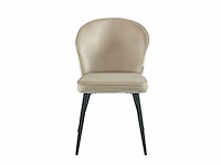Colenis - curve eetkamerstoel - set van 6 - beige - velvet - zwarte poten - afbeelding 1 van  4