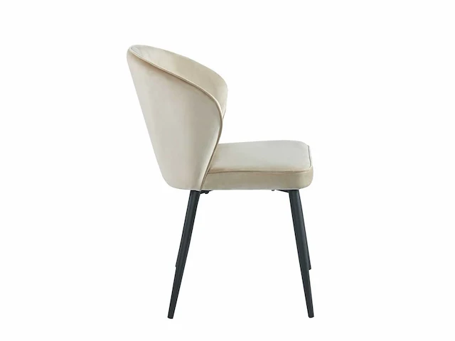 Colenis - curve eetkamerstoel - set van 6 - beige - velvet - zwarte poten - afbeelding 3 van  4