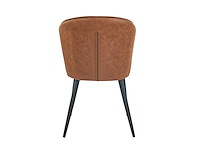 Colenis - curve eetkamerstoel - set van 6 - cognac - microfiber - zwarte poten - afbeelding 2 van  2