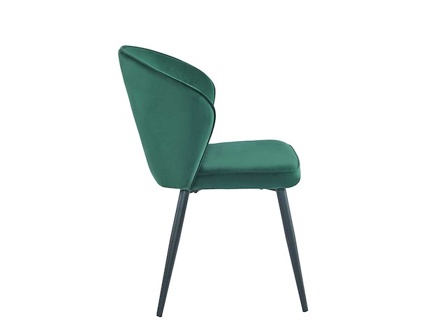 Colenis - curve eetkamerstoel - set van 6 - groen - velvet - zwarte poten - afbeelding 3 van  3