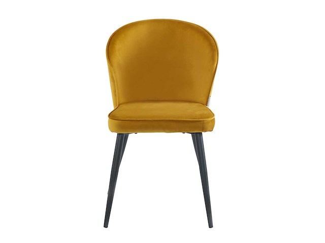 Colenis - curve eetkamerstoel - set van 6 - okergeel - velvet - zwarte poten - afbeelding 1 van  3