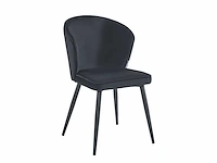 Colenis - curve eetkamerstoel - set van 6 - zwart - velvet - zwarte poten - afbeelding 1 van  5
