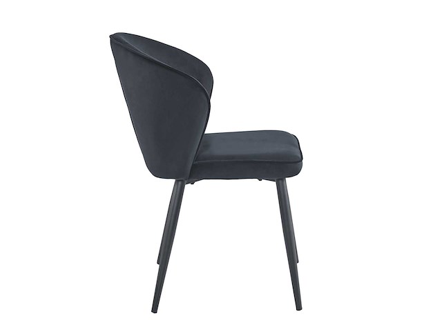 Colenis - curve eetkamerstoel - set van 6 - zwart - velvet - zwarte poten - afbeelding 3 van  5