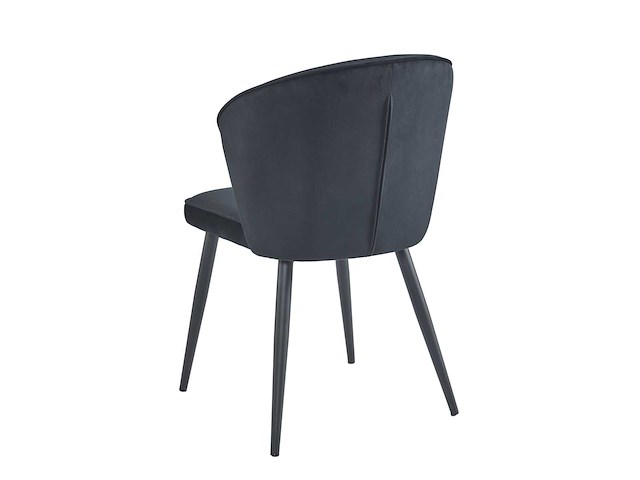 Colenis - curve eetkamerstoel - set van 6 - zwart - velvet - zwarte poten - afbeelding 4 van  5