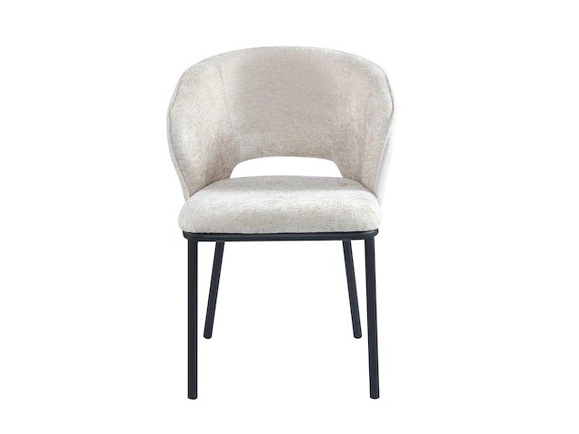 Colenis - elizabeth eetkamerstoel - set van 6 - beige - chenille stof - zwarte poten - afbeelding 2 van  2