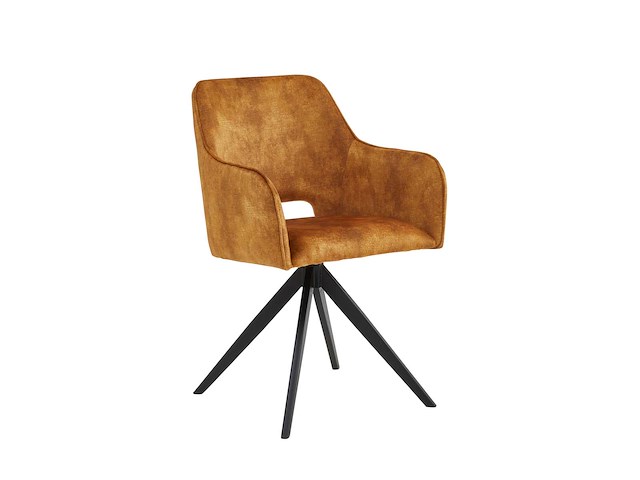 Colenis - emma eetkamerstoel - set van 4 - okergeel - adoré velvet - met armleuning - afbeelding 1 van  3