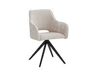 Colenis - emma eetkamerstoel - set van 6 - beige - chenille stof - met armleuning - stoel - afbeelding 1 van  5