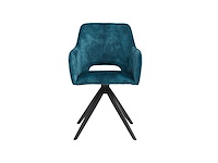 Colenis - emma eetkamerstoel - set van 6 - petrol - adoré velvet - met armleuning - afbeelding 2 van  4