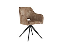 Colenis - emma eetkamerstoel - set van 6 - taupe - adoré velvet - met armleuning - afbeelding 1 van  5