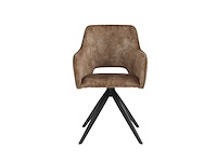 Colenis - emma eetkamerstoel - set van 6 - taupe - adoré velvet - met armleuning - afbeelding 2 van  5