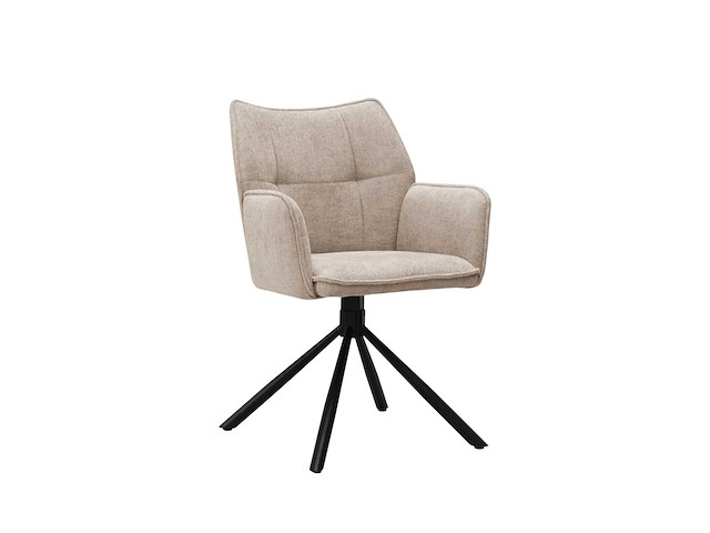 Colenis - enzo eetkamerstoelen - set van 4 - taupe - linnen stof - luxe gestoffeerde zitting - industrieel design - metalen poten - stoel - afbeelding 1 van  3