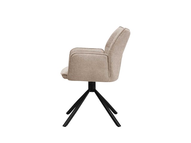 Colenis - enzo eetkamerstoelen - set van 4 - taupe - linnen stof - luxe gestoffeerde zitting - industrieel design - metalen poten - stoel - afbeelding 2 van  3