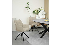 Colenis - enzo eetkamerstoelen - set van 6 - beige - bouclé stof - luxe gestoffeerde zitting - industrieel design - metalen poten - stoel - afbeelding 4 van  4