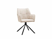 Colenis - enzo eetkamerstoelen - set van 6 - beige - chenille stof - luxe gestoffeerde zitting - industrieel design - metalen poten - stoel - afbeelding 1 van  4