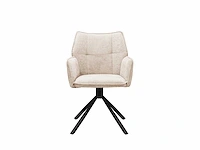 Colenis - enzo eetkamerstoelen - set van 6 - beige - chenille stof - luxe gestoffeerde zitting - industrieel design - metalen poten - stoel - afbeelding 2 van  4