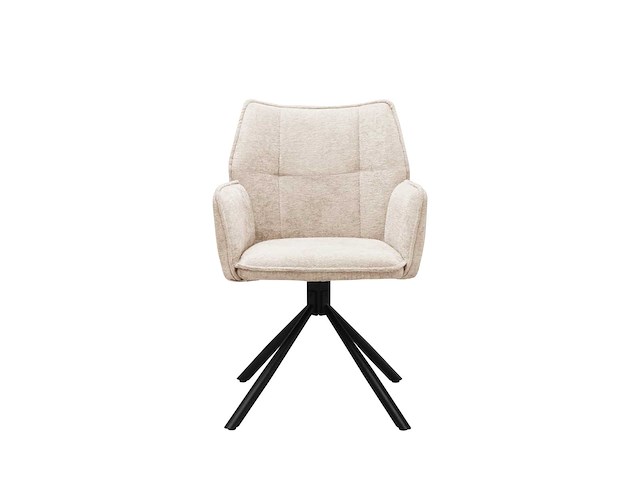 Colenis - enzo eetkamerstoelen - set van 6 - beige - chenille stof - luxe gestoffeerde zitting - industrieel design - metalen poten - stoel - afbeelding 2 van  4