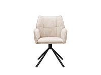 Colenis - enzo eetkamerstoelen - set van 6 - beige - chenille stof - luxe gestoffeerde zitting - industrieel design - metalen poten - stoel - afbeelding 2 van  4